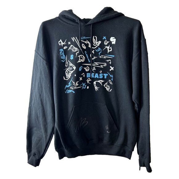 MR BEAST 24 HOUR LIVESTREAM LIMITED EDITION HAND SIGNED BlACK HOODIE SIZE M - Picture 1 of 9